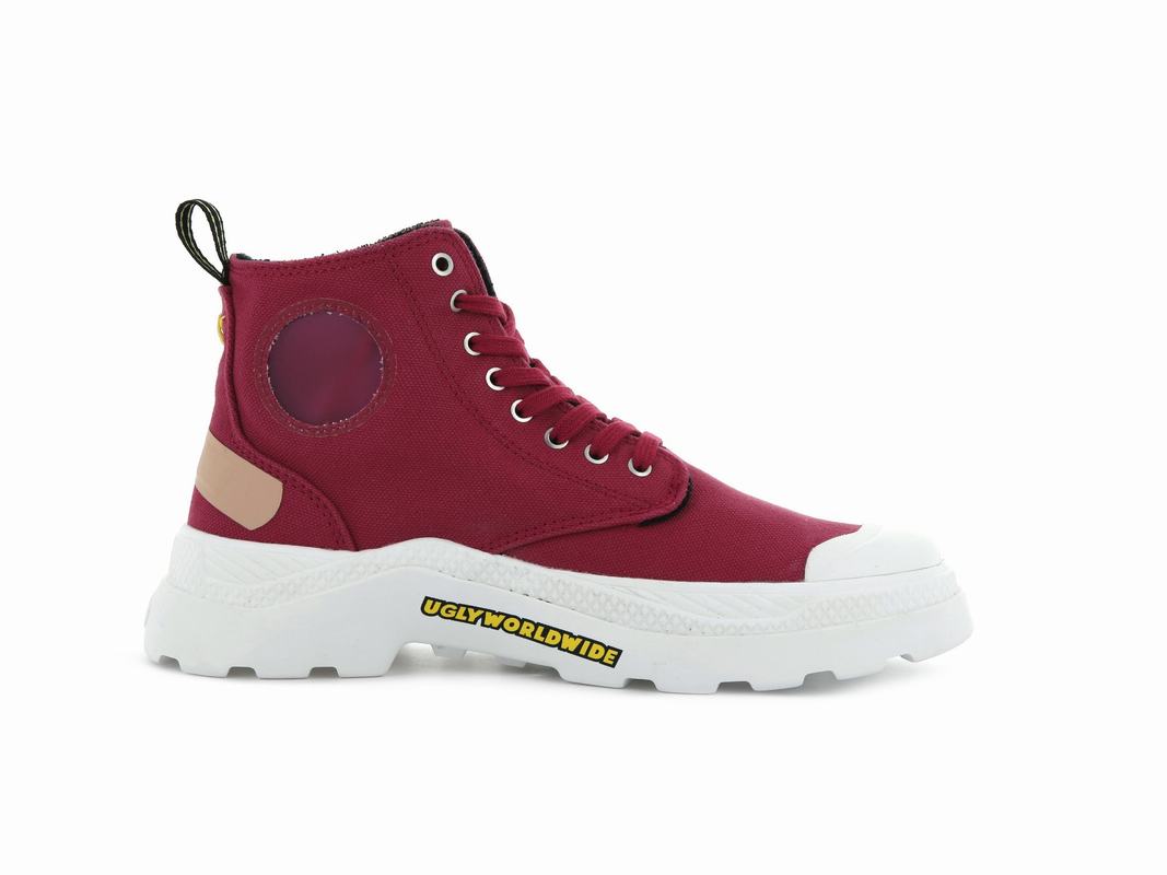 Palladium Jazzelle Pallakix Hi Canvas Womens High Top Sneakers Dark Red Australia [PQEDYV-394]